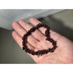 Natural Garnet Chip Bracelet Deep Red Gemstone Stretch Crystal Jewelry